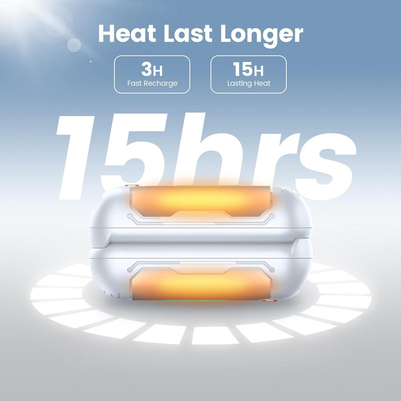 XTao 2-pack rechargeable hand warmer in white color, for outdoor activities, sports, warming up, and hot compressing. 2-pack, portable and convenient