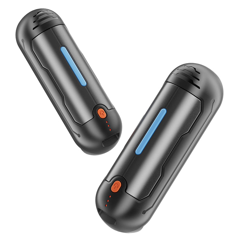 XTao Rechargeable 2-in-1 hand warmer in black color, portable, 2-pack, sustainable, for warm up & hot compress