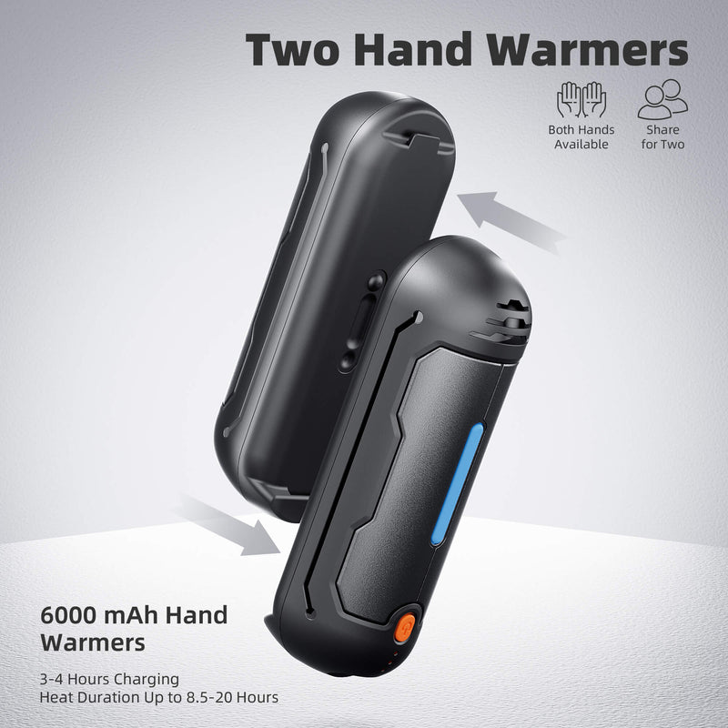 XTao Rechargeable 2-in-1 hand warmer in black color, portable, 2-pack, sustainable, for warm up & hot compress