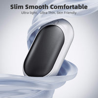 XTao 2-in-1 skin-friendly rechargeable hand warmer in white and black. Ultra thin, ultra light. Sustainable, reusable, and durable.