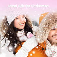 XTao 2-in-1 rechargeable hand warmer in light pink color. Perfect gift for Christmas and your loved ones. Portable warmth, eco-friendly, and heat therapy.