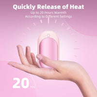 XTao 2-pack rechargeable hand warmer in light pink color. Fast heat release and long last warmth. Up to 20 hours, durable, portable, sustainable.